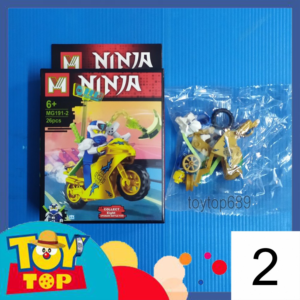 Đồ chơi combo 8 mini ghép ninja SS12 xếp hình Ninja Digi lái xe máy motor phiên bản vàng lắp ráp MG191