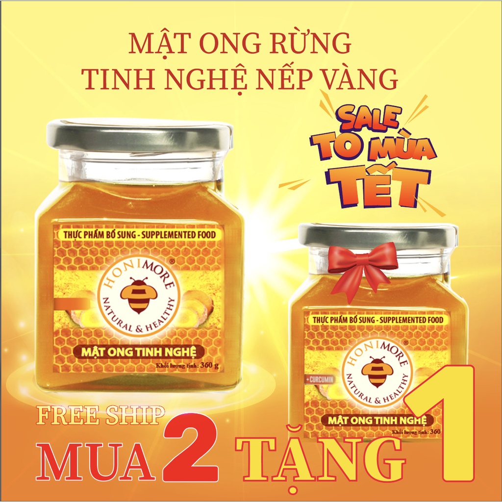 Combo mua 2 tặng 1 Mật ong rừng tinh nghệ Honimore 360g - giúp hỗ trợ cải thiện tiêu hoá