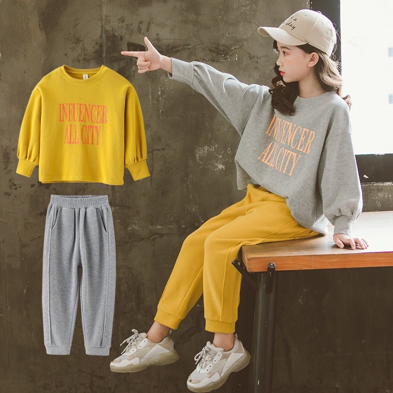 Bộ Nỉ Thể Thao Thu Đông Dài Tay Cho Bé Gái Size Đại