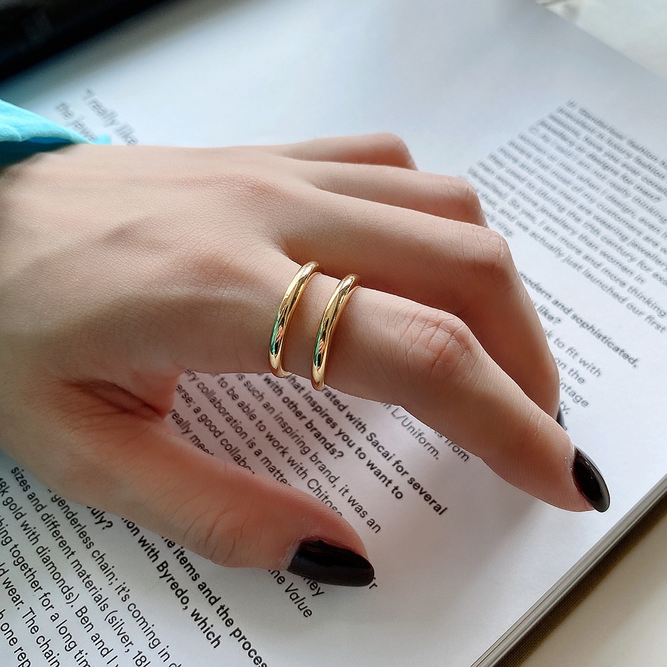 Nhẫn nữ Eleanor Accessories bạc 925 đúp viền kép phụ kiện trang sức thời trang cá tính