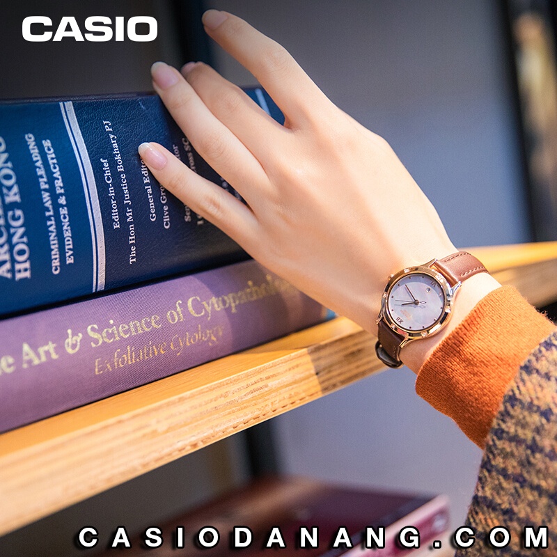 Đồng hồ nữ dây da Casio Sheen chính hãng Anh Khuê SHE-4546PGL-6AUDF