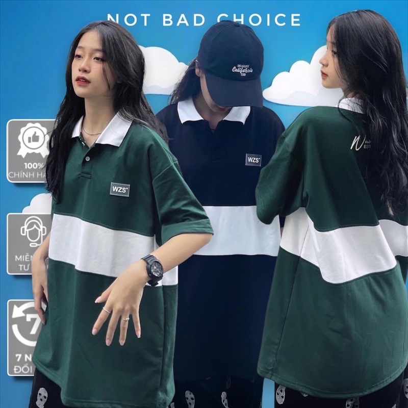 Áo Thun Polo Unisex SỌC NGANG WZS TAG HOT2022 ulzzang NBC