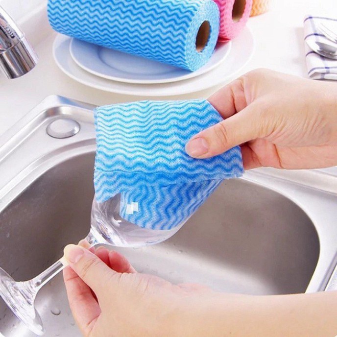 Khăn lau bếp - khăn lau chén đĩa có thể tái sử dụng 50 miếng/cuộn vô cùng tiện dụng