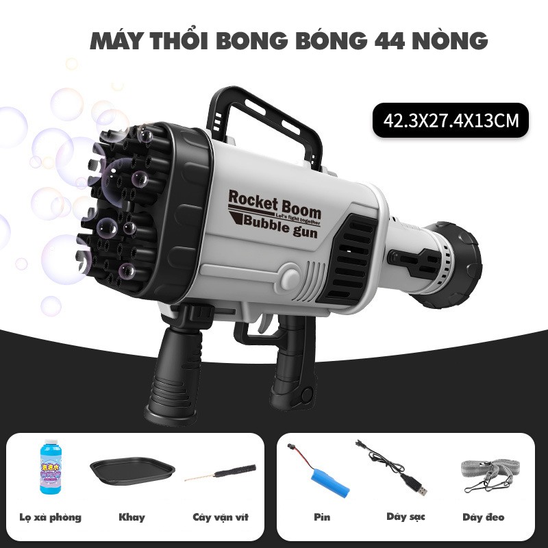 Súng Bắn Bong Bóng 44 Lỗ - Máy Phun Bong Bóng Siêu Cấp Cổng Sạc Điện - Smarthome Toys