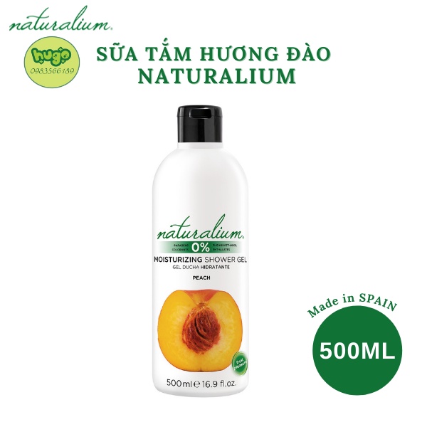 Sữa Tắm Naturalium Thiên Nhiên Hương Đào Làm Sáng Da xuất xứ Tây Ban Nha 500ml Hugo Shop