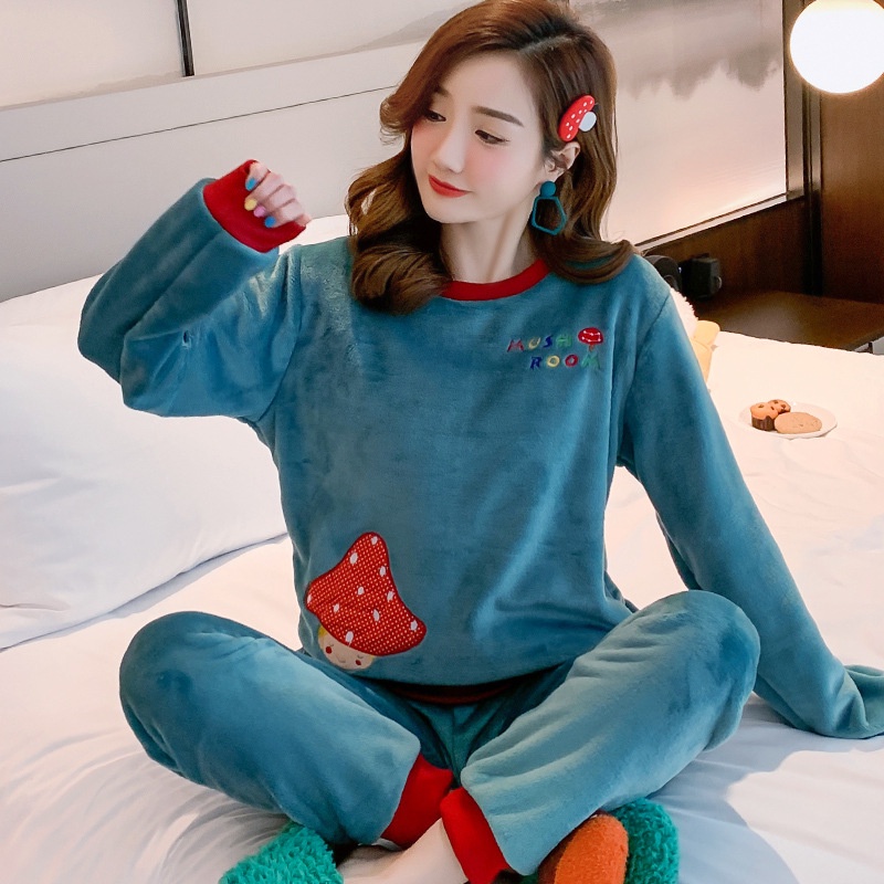 Bộ đồ ngủ nữ  bộ mặc nhà, pijama, quần áo ngủ dài tay thu đông xuân nhung bông, nỉ lông mềm mịn ấm áp QA10