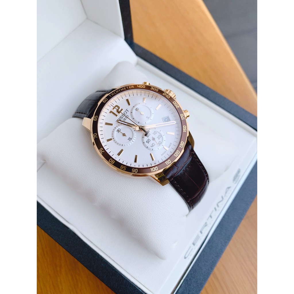 Đồng hồ nam chính hãng Tissot Quickster Chronograph White Dial T095.417.36.037.00 - máy quartz pin - Kính Sapphire