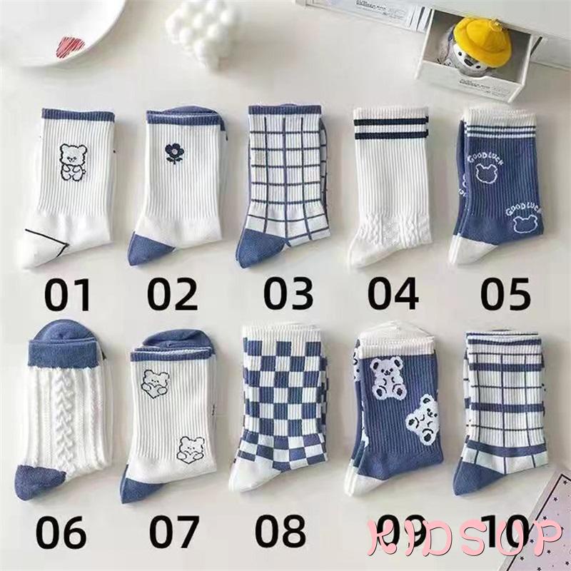 Tất dệt kim thoáng khí chống trượt in họa tiết hoạt hình dễ thương dành cho nữ