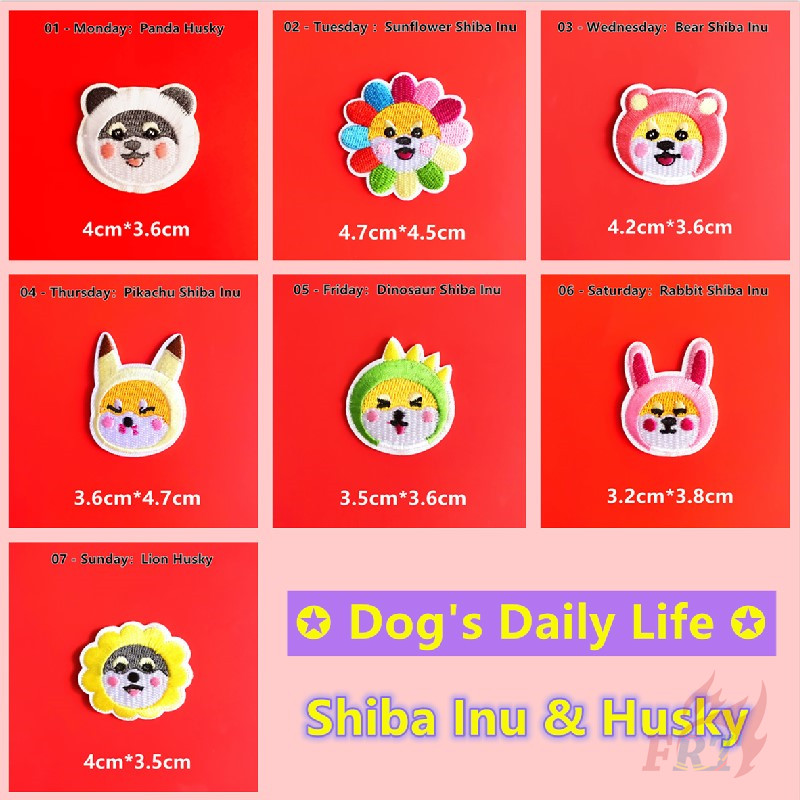 Miếng dán ủi thêu hình chú chó Shiba &amp; Husky dễ thương