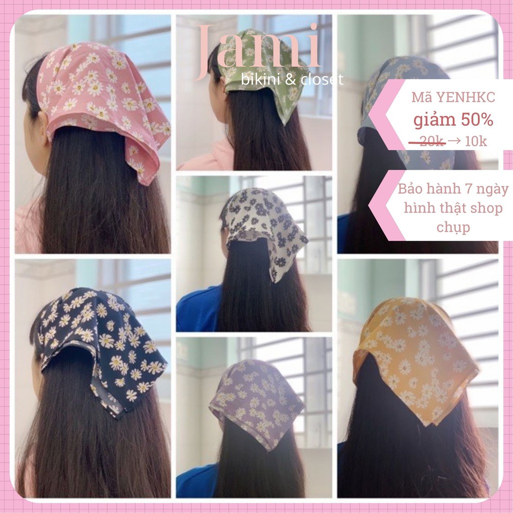 KHĂN Bandana HOA CÚC ĐI BIỂN ĐI CHƠI VINTAGE