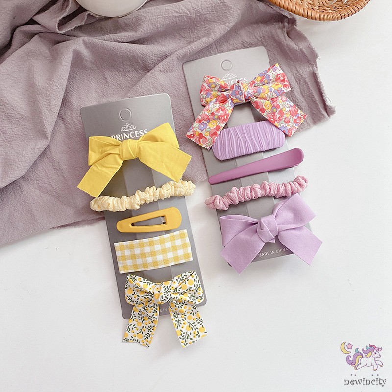 Set Kẹp Tóc Nơ Công Chúa Phong Cách Hàn Quốc Mùa Hè Dễ Thương Cho Bé Gái