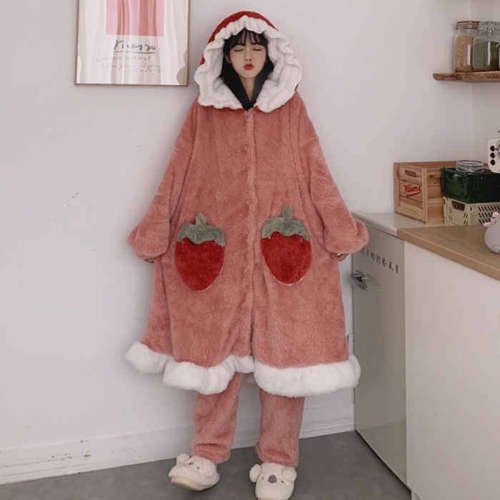 {Nightgown} Đầm Ngủ Ngủ Lông Cừu San Hô Dày Dặn Dáng Dài Mùa Đông Cho Nữ Cỡ Lớn 2021 Plus mm----&-**-