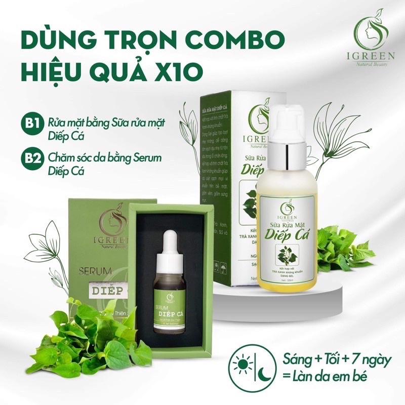 Sữa rửa mặt diếp cá Igreen sạch sâu, ngừa mụn chai 12ml