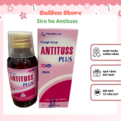 Siro ho Antituss vị dâu 60ml giảm ho do kích ứng