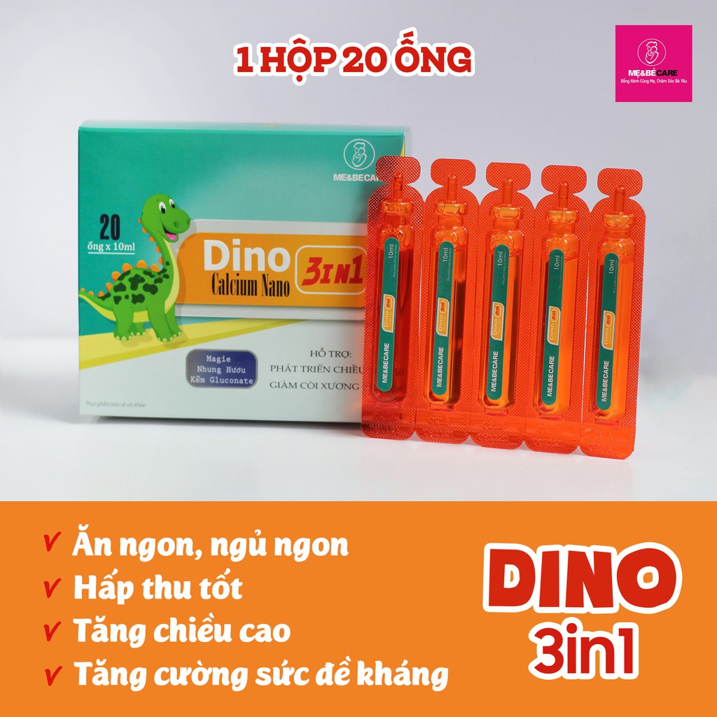 Canxi Sữa Dino Nano (5 ống x 10ml)Thiếu Canxi ,Thấp còi, ngủ ít ra mồ hội trộm