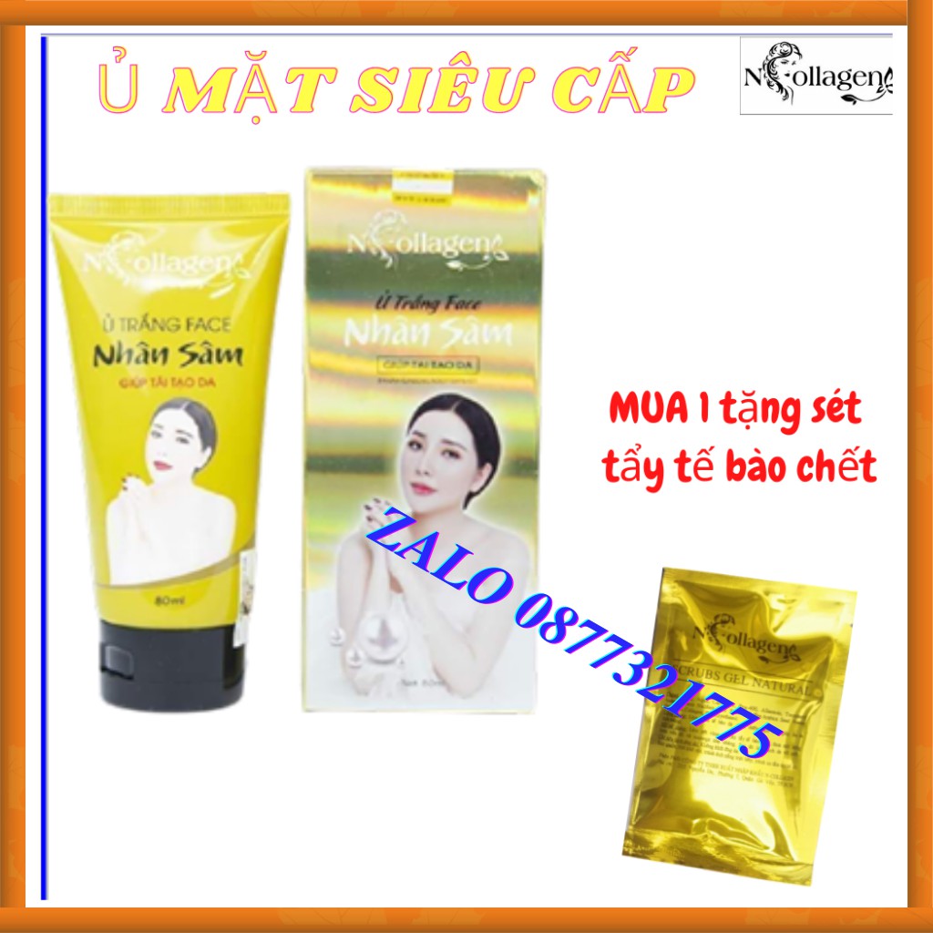 Ủ TRẮNG MẶT CHUYÊN SPA NHÂN SÂM N.COLLAGEN (Giảm n.ám, t.àn n.hang, thâm, bậc tone da giúp da mau hấp thụ kem)