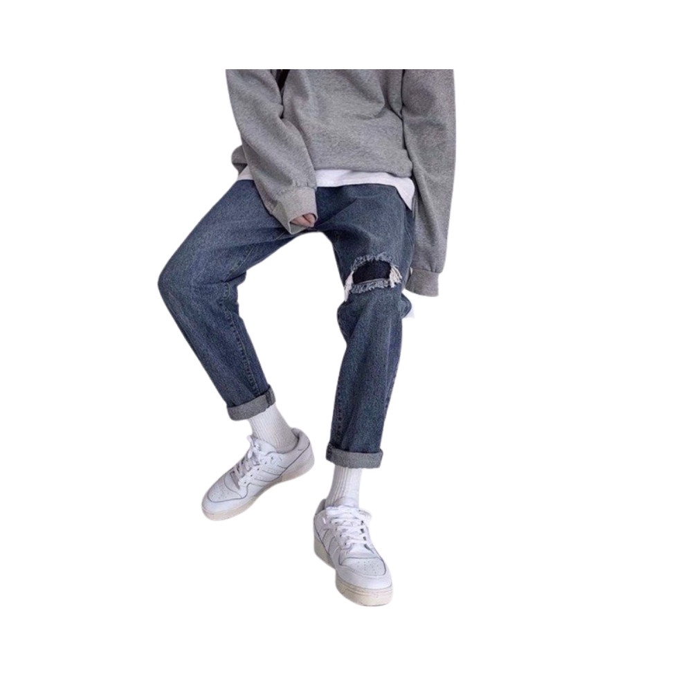 🌟HCM🌟 Quần Jean Nam Ống Suông Vừa Có Rách Gối Dạng Unisex mã: QJ_030