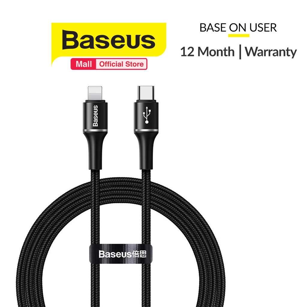 Cáp sạc nhanh Baseus 18W siêu bền Halo Data Cable từ Type-C sang iPhone-iPad truyền dữ liệu 1M