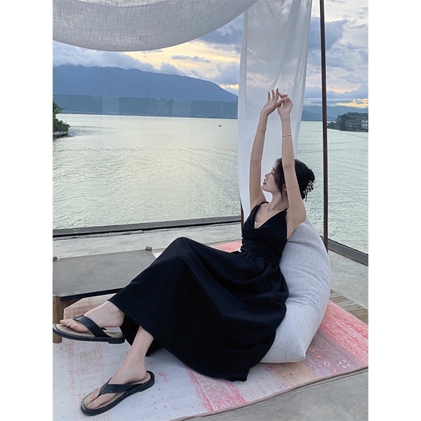 /order taobao/ Đầm Maxi 2s Đen thắt lưng