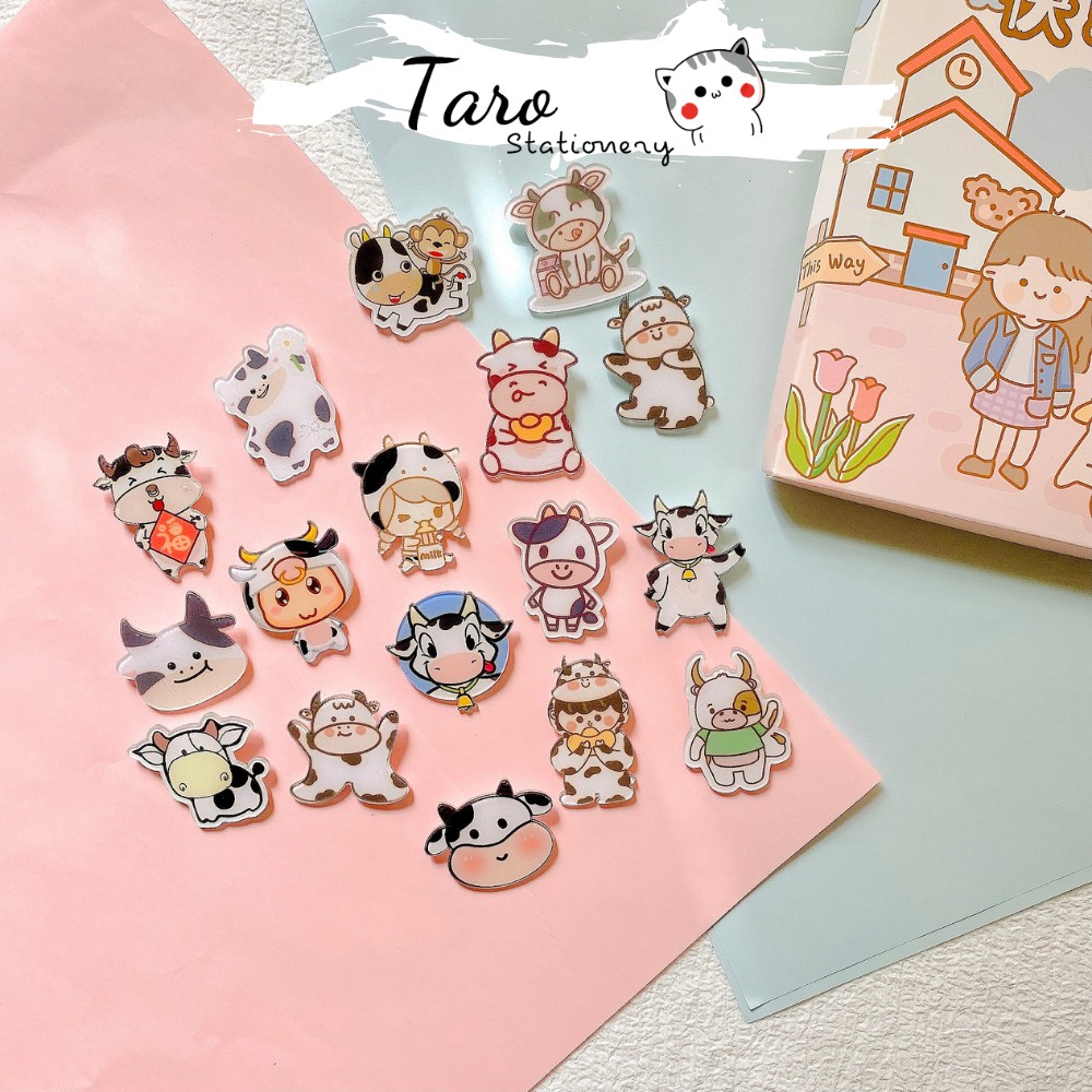 Ghim cài áo hoạt hình xinh xắn trang trí balo túi xách M11 Taro Stationery