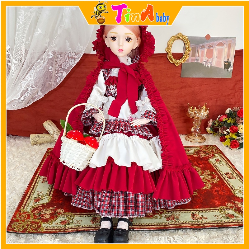 Đồ chơi bé gái búp bê bjd 60cm phát nhạc cô bé quàng khăn đỏ dễ thương E887