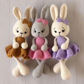 Thỏ Len Nhồi Bông An Toàn Cho Bé - Thú Bông Len Handmade Đan Móc Thủ Công Bằng Tay
