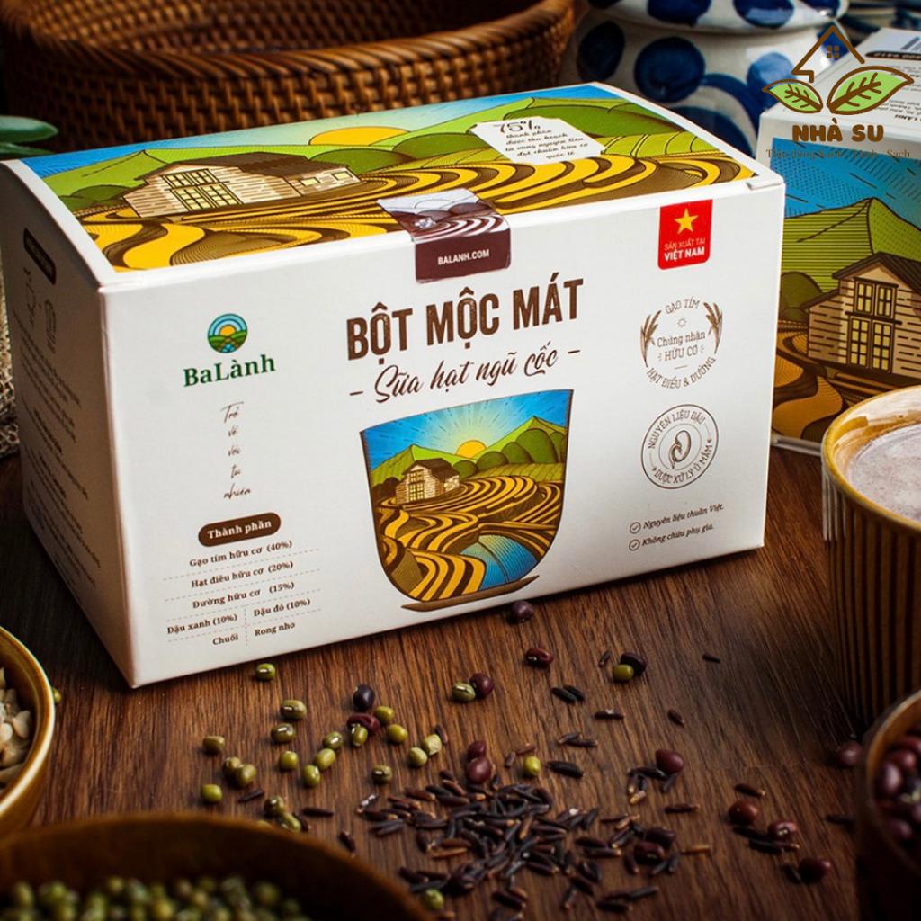 Bột mộc mát ngũ cốc Ba Lành - Bột ngũ cốc dinh dưỡng từ gạo và hạt, bột sữa hạt thuần chay - Hộp 500g gồm 20 túi nhỏ
