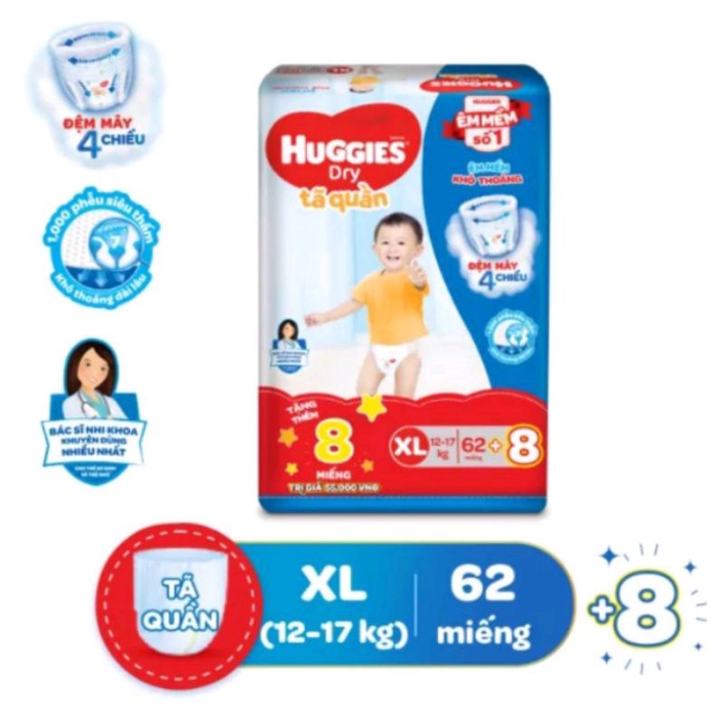 Tã quần Huggies XL62 mẫu mới