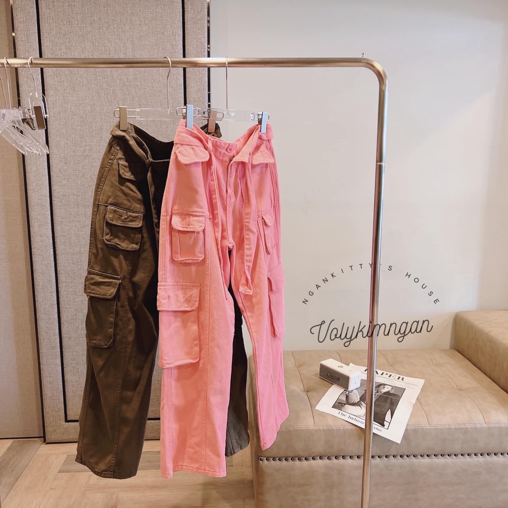 Quần suông túi hộp dây lưng