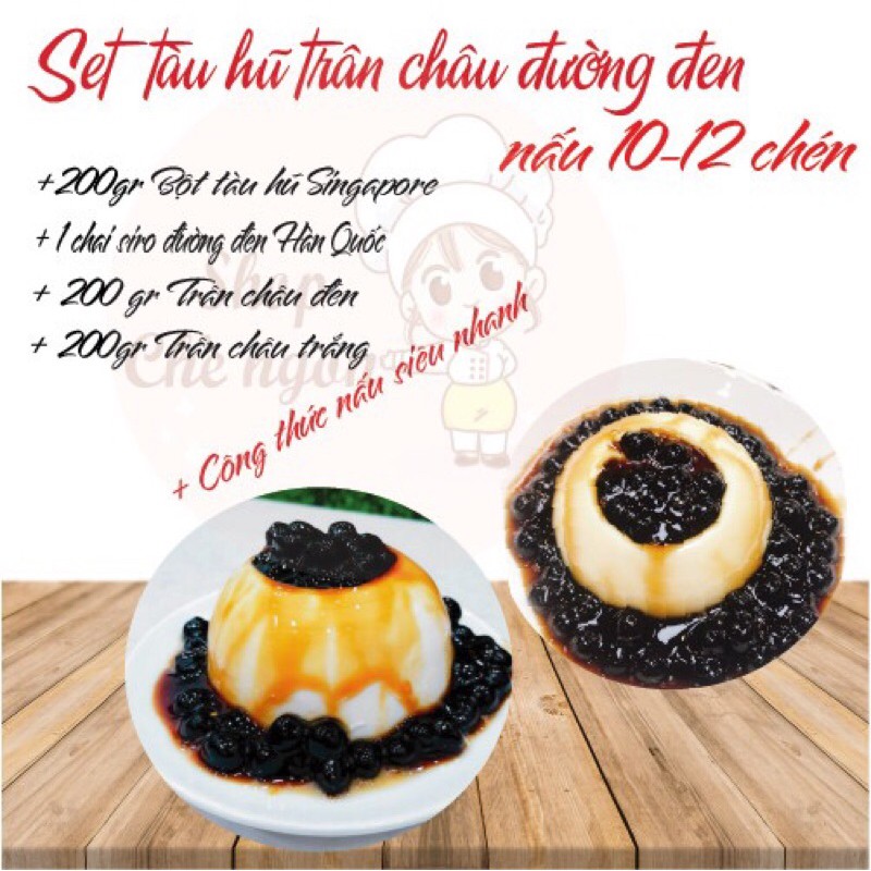 [Rẻ vô địch] SET TÀU HŨ TRÂN CHÂU ĐƯỜNG ĐEN 10 chén,  chỉ duy nhất có tại Xưởng Chè ngon và đồ ăn vặt