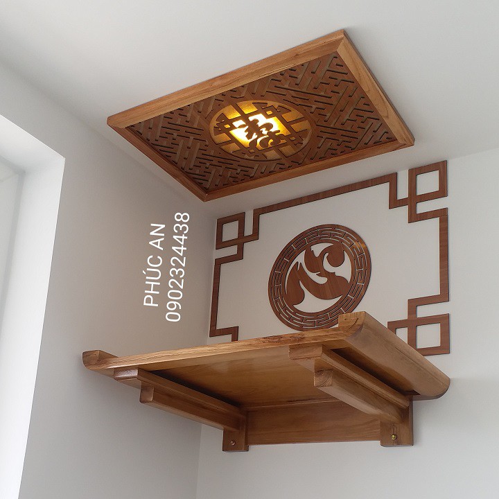 Bàn thờ phật đẹp treo tường Bàn thờ size 60 - 40 trọn bộ đầy đủ y như trong hình