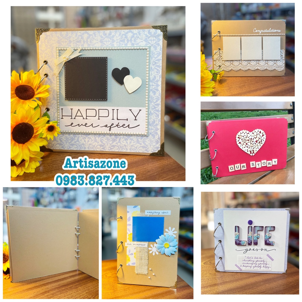 Album tự ảnh dán, Scrapbook handmade trang trí bìa - 01 quyển - Đọc kỹ mô tả sản phẩm trước khi order