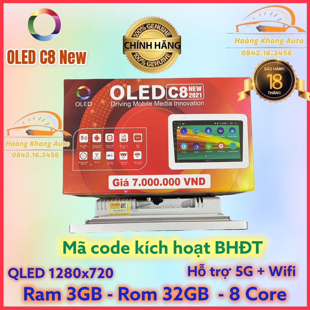 Màn hình android OLED C8 New theo xe Elantra 2015 - 2018 kèm dưỡng và jack nguồn zin theo xe