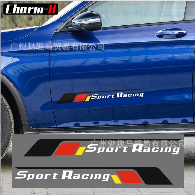 Bộ 2 tem dán cửa xe ô tô Sport Racing