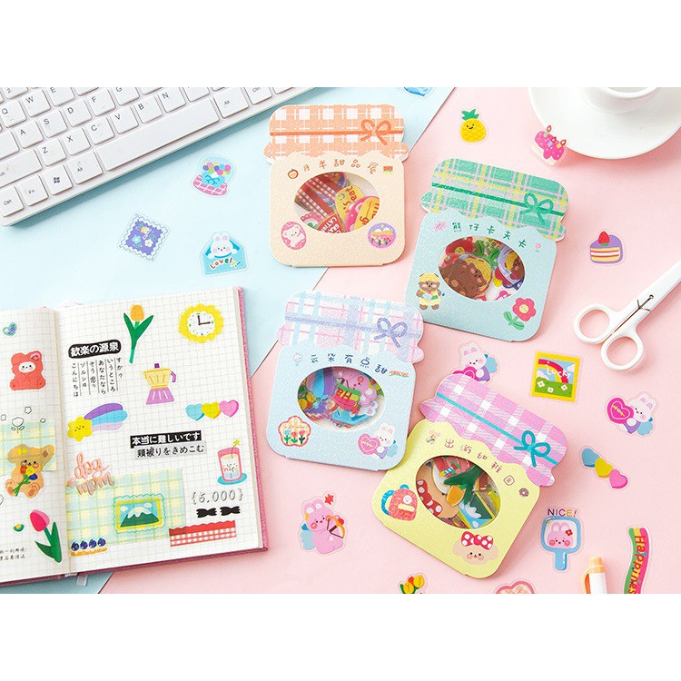 Bộ 40 sticker PET Jiyu Zaizai Candy shop hình dán trang trí sổ tay | BSB258