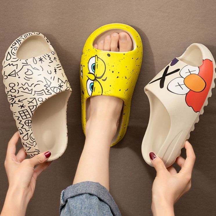 Dép Quai Ngang EVA In Họa Tiết Graffiti Phong Cách Thể Thao Thời Trang Đi Biển Cho Cặp Đôi