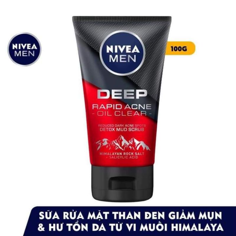 Sữa Rửa Mặt Nivea Men Deep từ Muối Himalaya 100g