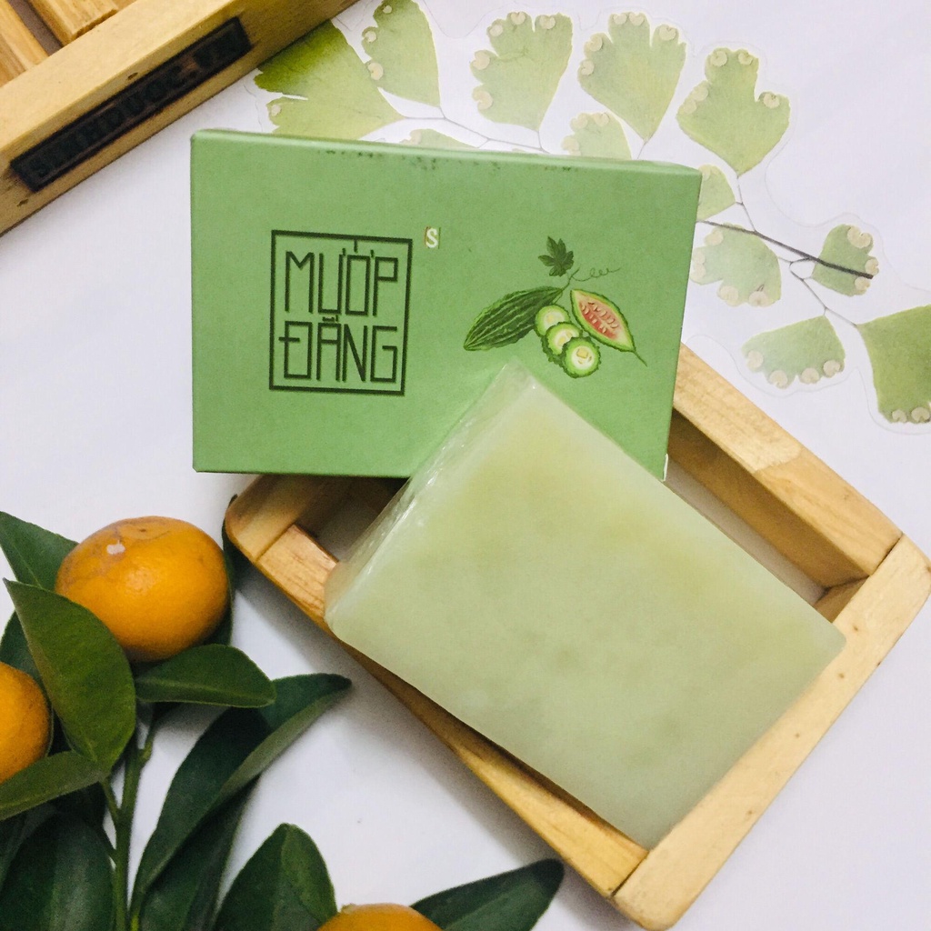 Xà Phòng Xà bông Mướp Đắng Organic sạch mát da, sát khuẩn, ngừa mụn lưng, rôm sảy mề đay dạng sáp (100gr)