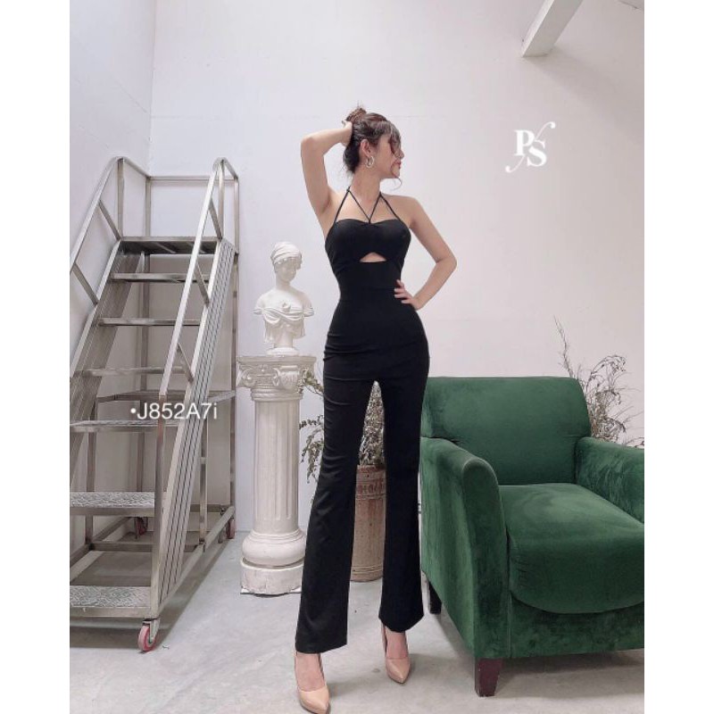 JUMSUIT DÀI CỔ YẾM HỞ EO TK