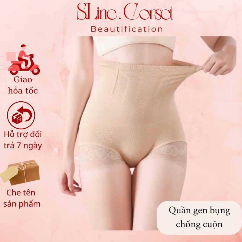 Quần Gen Định Hình Chống cuộn, Quần gen bụng chống cuộn nữ viền ren MUNAFIE hàng xuất Nhật _L45