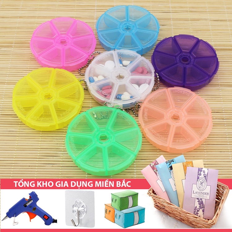 [Tổng Kho Sỉ] Đựng Thuốc 7 Ngày Có Móc Treo (Hộp Tròn)