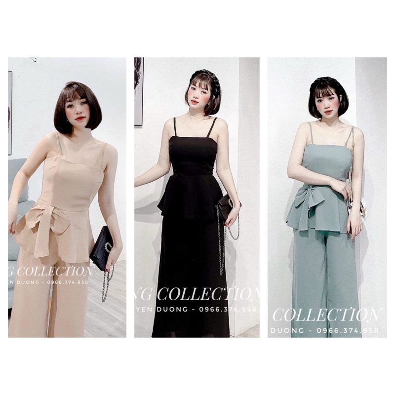 Set áo 2 dây nơ eo + quần suông