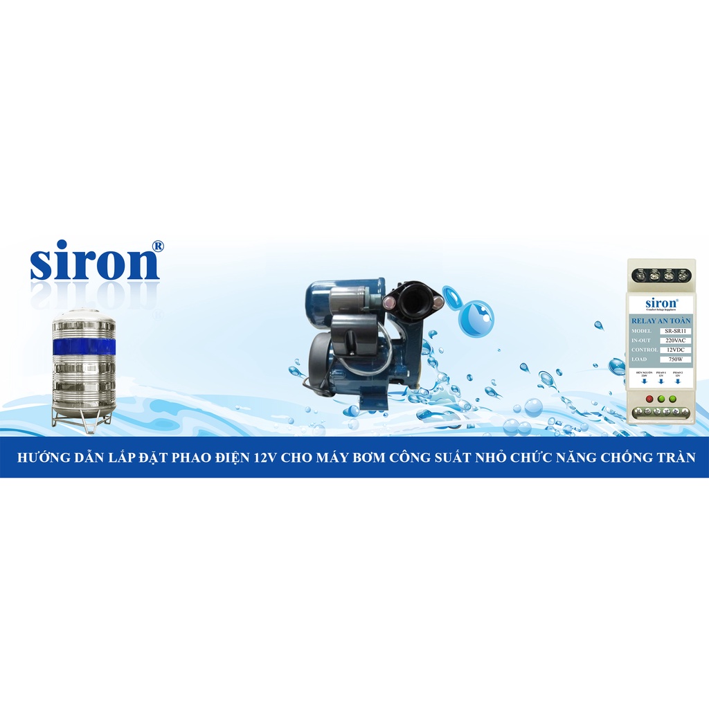 Rơ le an toàn cho phao điện máy bơm nước chuyển nguồn thành 12V GL SRF-111M / SIRON SR11
