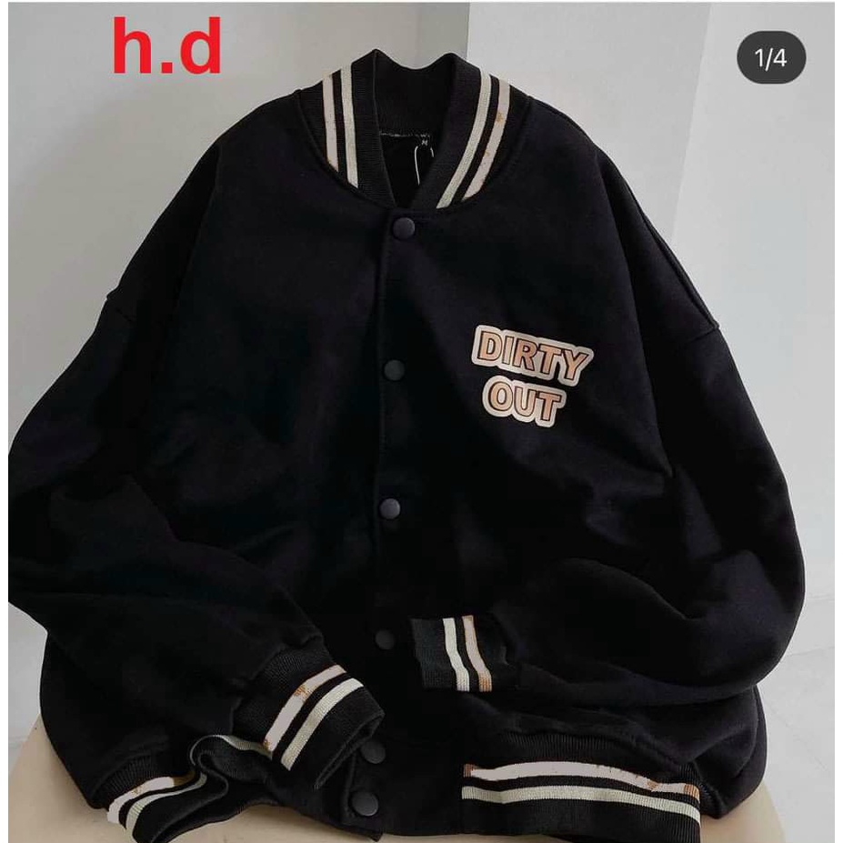 áo khoác bomber chất nỉ in dityr fom rộng unisex