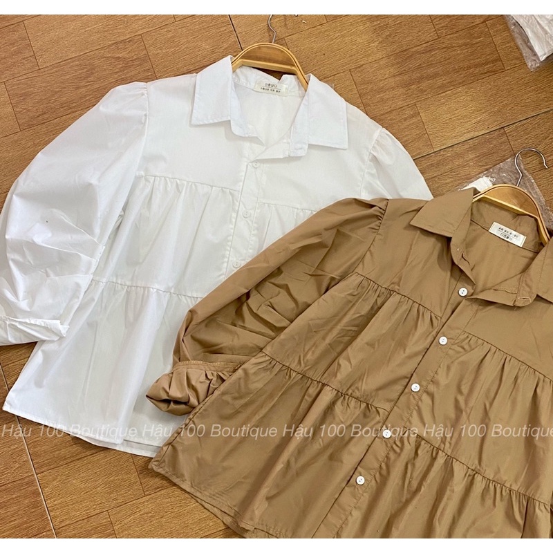 Áo sơmi babydoll tiểu thư tay bồng vintage