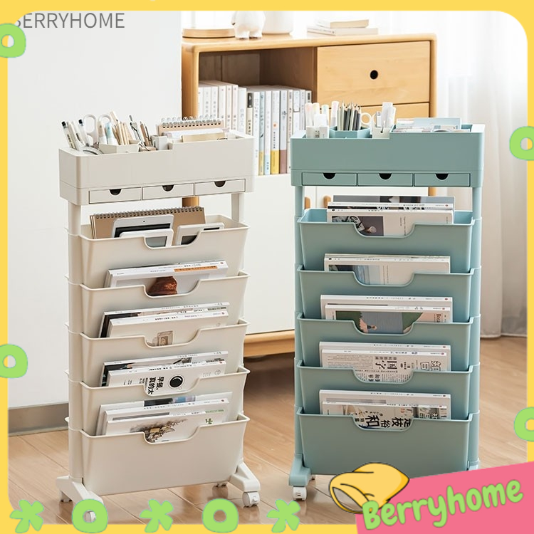 Giá sách lớp học Nhiều có thể gập lại với Bánh xe đa năng lưu trữ mở rộng cho phòng khách Thu thập một mặt BerryHome~