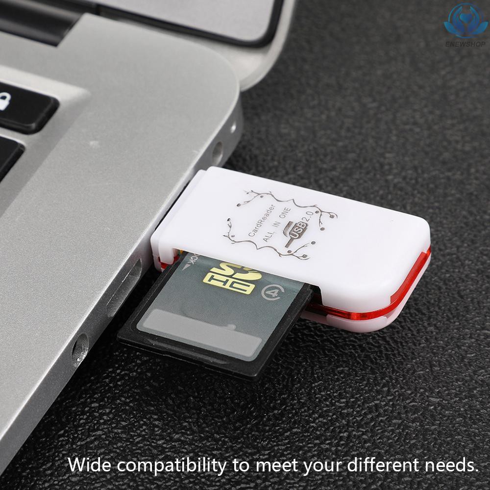 【enew】4-In-1 USB 2.0 Card Reader Multi-port Card Reader for TF/MMC/MS/M2