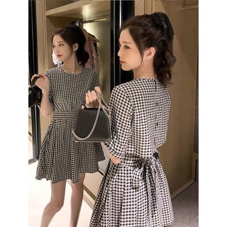 Đầm caro nút lưng siêu teen cho các bạn nữ
