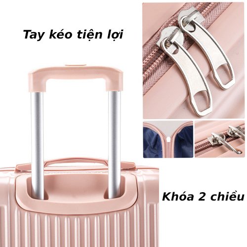 [VL21 Vali tay kéo, mặt ngoài bằng nhựa, 1 bộ gồm 2 chiếc size 20 inch và 24 inch bảo hành 6 năm