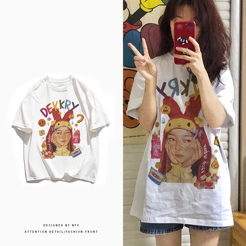 Áo thun HIIXIIVI 100% cotton tay ngắn cổ tròn phong cách Hàn Quốc thời trang mùa hè 2022 cho nữ